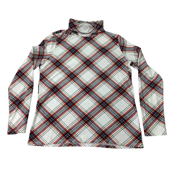 Talbots Sz Medium Red Gold Black Plaid Christmas Color Long Sleeve Turtleneck - Picture 1 of 8
